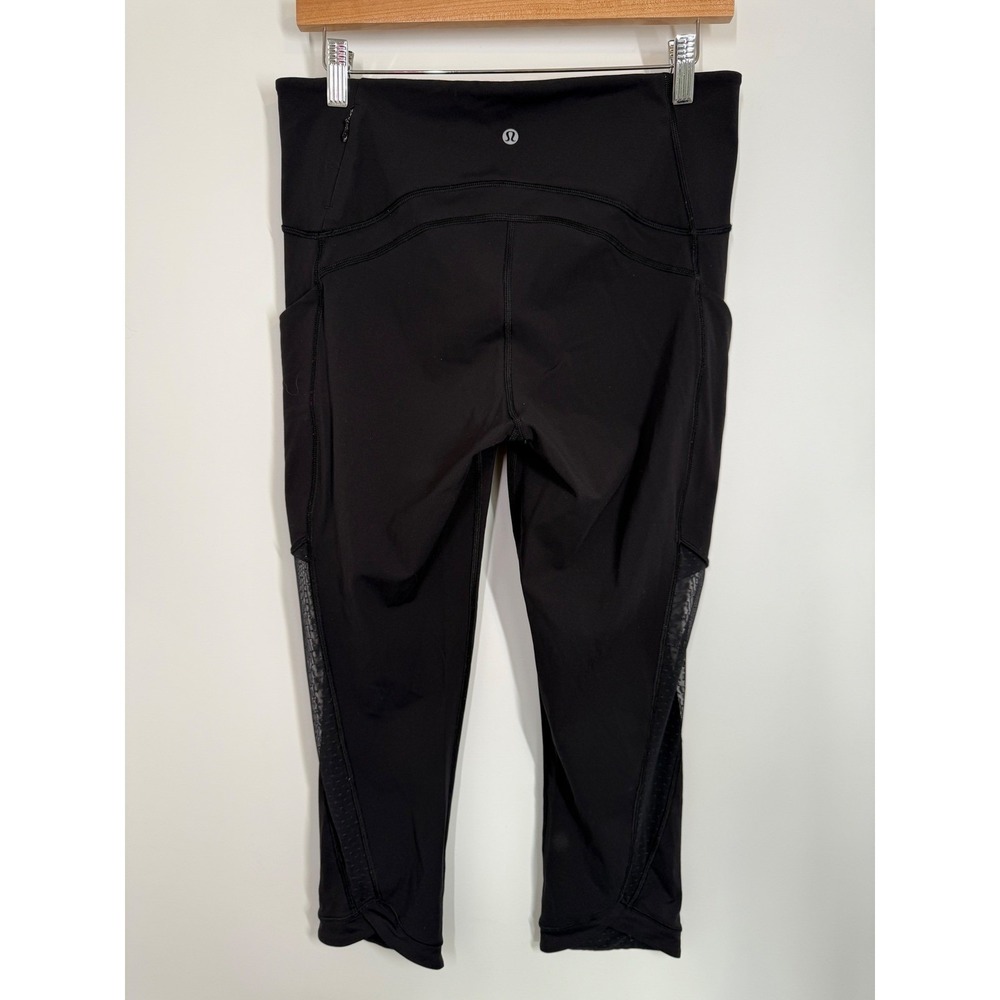 Lululemon Sole Training Black Pockets Mesh Capri Leggings‎ Sz 10 Athletic W6ADFS